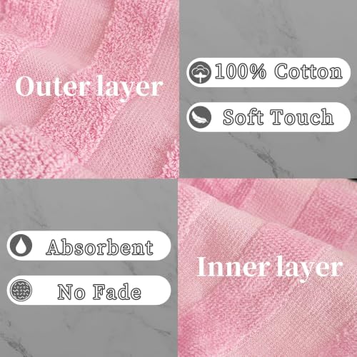 VOOVA & MOVAS Bath Gloves 6 Pack Pink Stripe,European Style with Loop | Body Wash Gloves, Gentle Texture, Durable Cotton Fabric, Ideal for Face Care, Shower and Home Use. - color: Jacquard Pink Stripe & White, size: 6PC Bath Mitts