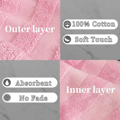 VOOVA & MOVAS Bath Gloves 6 Pack Pink Stripe,European Style with Loop | Body Wash Gloves, Gentle Texture, Durable Cotton Fabric, Ideal for Face Care, Shower and Home Use. - color: Jacquard Pink Stripe & White, size: 6PC Bath Mitts
