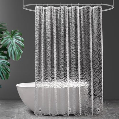 UFRIDAY Clear Extra Long Shower Curtain Liner 72x84 inches,3D Cube Long Shower Curtain EVA Water Repellent Shower Curtain for Bathroom Water Cube Shower Liner with 3 Big Weighted Magnet - color: Cube Clear, size: 72"W x 84"L (Pack of 1)