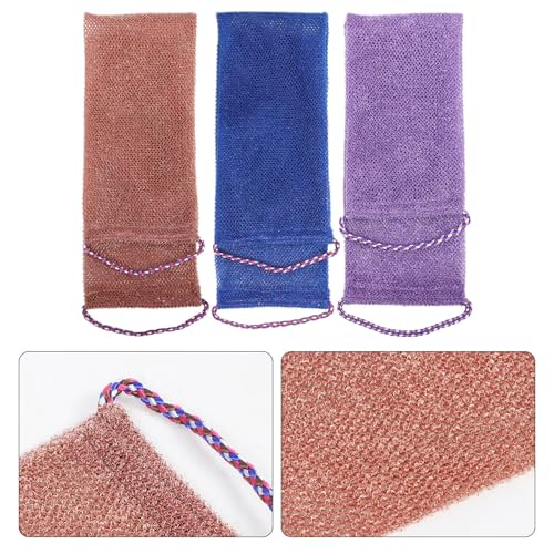 3pcs Nylon Body Exfoliating Scrub Shower Cloth Set for Men and Women, Foldable Back Scrubber for Body Cleansing and Smooth Skin, for Bathroom Use
