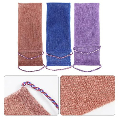 3pcs Nylon Body Exfoliating Scrub Shower Cloth Set for Men and Women, Foldable Back Scrubber for Body Cleansing and Smooth Skin, for Bathroom Use