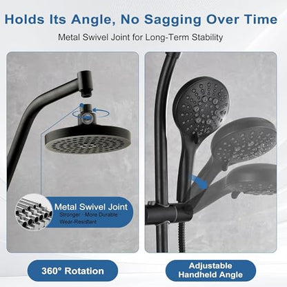 BRIGHT SHOWERS Rain Shower Head with Handheld Combo, Dual Shower System with Slide Bar, Adjustable Height, Brass Slide Bar & Diverter, 60 Inch Stainless Steel Hose, Oil Rubbed Bronze - color: Oil Rubbed Bronze