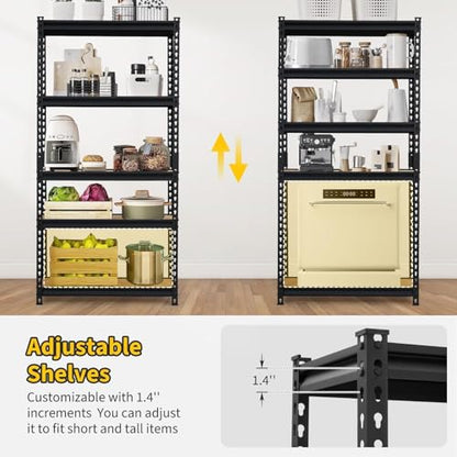 Storage Shelving Unit 48" L x 24" W x 72" H, 5-Tier Metal Storage Shelves | Heavy Duty Adjustable Garage Storage Shelves for Kitchen Pantry Basement Bathroom Laundry - size: 48" L x 24" W x 72" H