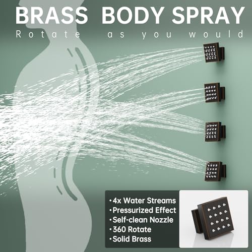 Hoimpro 12 Inch Rainfall Shower Faucet with 4 Full Body Shower Jet Fixtures Combo, Wall Mounted Shower System Set with Rain Mixer Shower Head and 2 in 1 Spray Handheld Showerhead, Oil Rubbed Bronze - color: Oil Rubbed Bronze