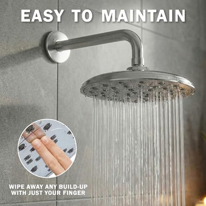 Rainfall Shower Head - 2.5 GPM - Polished Chrome | 8 Inch Large Overhead Rain Showerhead With Self-Clean Nozzles, High Flow, Easy Install, Adjustable Brass Ball Joint - color: Polished Chrome