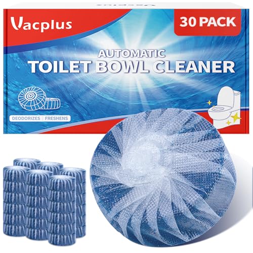 Vacplus Toilet Bowl Cleaner Tablets, 30 Pack, Auto Cleaning, Long-Lasting | Bathroom Tank, Prevent Stains, Deodorizing, Easy Use - size: 1 Count (Pack of 30)