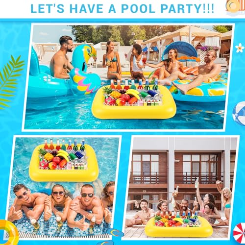 FillTouch Rectangular Inflatable Serving Bar Floating Drink Holder for Pool Inflatable Cup Holders Hot Tub Accessories, Adults Swimming Fun Drink Floats for Swimming Pool Party(Yellow) - color: Yellow
