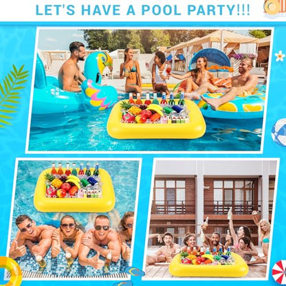 FillTouch Rectangular Inflatable Serving Bar Floating Drink Holder for Pool Inflatable Cup Holders Hot Tub Accessories, Adults Swimming Fun Drink Floats for Swimming Pool Party(Yellow) - color: Yellow