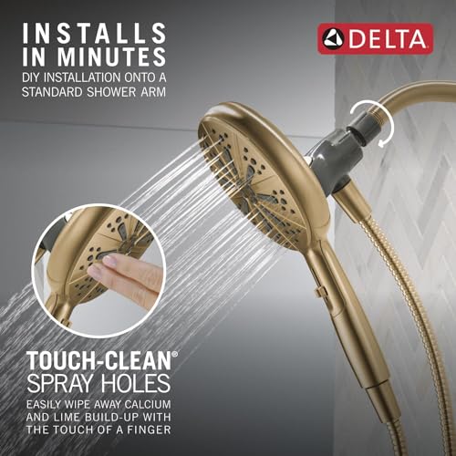 Delta Faucet 6-Spray SureDock Magnetic Shower Head with Handheld Spray, Gold Shower Head with Hose, Showerheads & Handheld Showers, Handheld Shower Heads, Hand Shower, Champagne Bronze 75613-CZ - color: Champagne Bronze