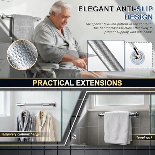 supregear Grab Bars for Bathtubs and Showers, Anti Slip Bathroom Grab Bars for Seniors, 304 Stainless Steel Safety Shower Handle, Toilet Handicap Elderly Assist Bathroom Wall Handle, 32 inch - size: 32 inch