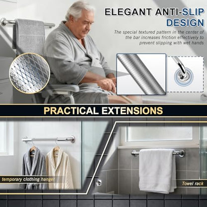 supregear Grab Bars for Bathtubs and Showers, Anti Slip Bathroom Grab Bars for Seniors, 304 Stainless Steel Safety Shower Handle, Toilet Handicap Elderly Assist Bathroom Wall Handle, 32 inch - size: 32 inch