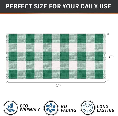 Homaxy 100% Cotton Waffle Weave 4 Pack Kitchen Towels, 13" x 28 | White & Dark Green, Waffle Weave, Plaid, Super Soft and Absorbent Dish Towels, Quick Drying - color: White & Dark Green, size: 13 x 28 - 4 Pack