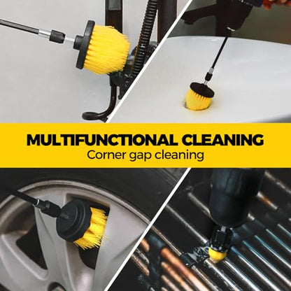 Holikme 6Pack Drill Brush Power Scrubber Cleaning Brush Extended Long Attachment Set All Purpose Drill Scrub Brushes Kit for Grout, Floor, Tub, Shower, Tile, Bathroom Black | 5 Head Sizes, Black Nylon Fibers, Power Scrubber Attachments for Tile, Tub, Show