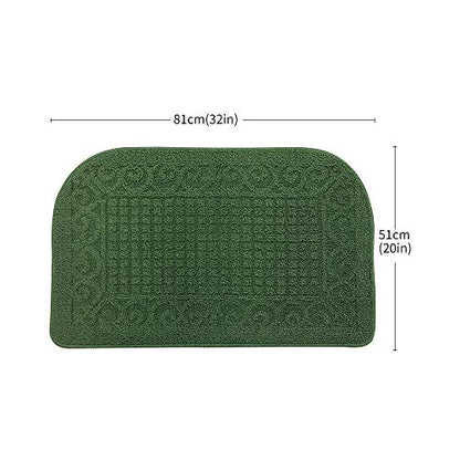 COSYHOMER 32x20 Half Round Kitchen Rug,Non Slip Washable Mat,Green 1PC | Polypropylene tufted textile,small half circle rug,kitchen sink mat,Kitchen floor mat - color: Green, size: 1'8" x 2'8" (Semicircular)