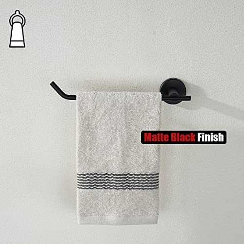 JQK Black Hand Towel Bar, Stainless Steel Towel Ring for Bathroom, 9 Inch Necklace Holder Matte Black Wall Mount Left Hand, TR101-PB - color: Black, size: 9 Inch (Left)