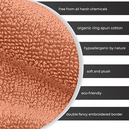 Ocean Towel Set for Bathroom 100% Luxury Cotton Bath Towels Set of 8 (2 Bath Towel and 2 Hand Towel & 4 Wash Cloth) - Peach Soft Towels Bathroom 600 GSM Double Stitched for Durability - color: Peach