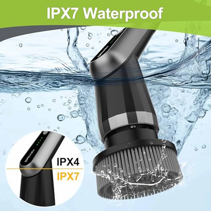 Dreazu Pro Electric Spin Scrubber, 10-in-1 Shower Scrubber & Retractable Long Handle, 44 lbs High-Torque & Variable Speed Shower Cleaning Brush for Bathroom,Toilet, Bathtub, Kitchen, Tile Floors, Car - color: Metalgray