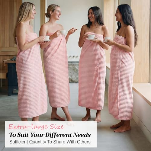 4 Pcs Extra Large Bath Towel 40x80'',Pink - color: Pink