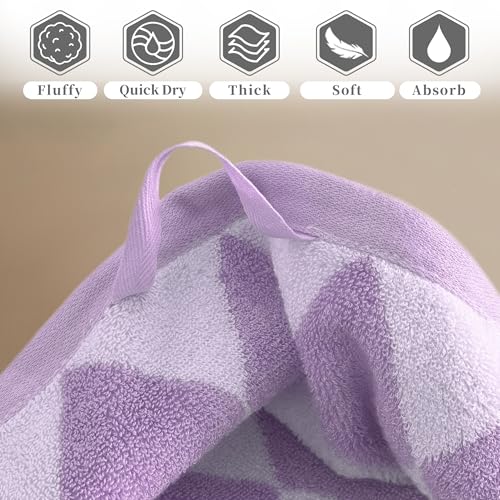 VOOVA & MOVAS Large Hand Towels Set of 2,68% Rayon from Bamboo, 32% Cotton,32x16 Inches,Super Absorbent Soft Quick Dry Towels for Bathroom Face,Lavender - color: Lavender Diamond