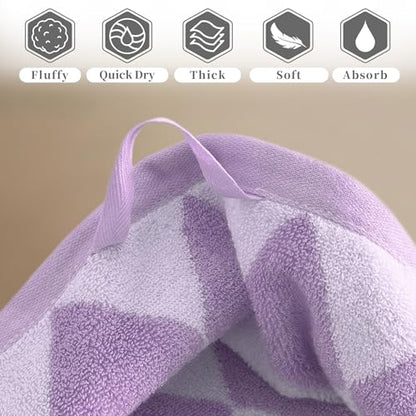 VOOVA & MOVAS Large Hand Towels Set of 2,68% Rayon from Bamboo, 32% Cotton,32x16 Inches,Super Absorbent Soft Quick Dry Towels for Bathroom Face,Lavender - color: Lavender Diamond