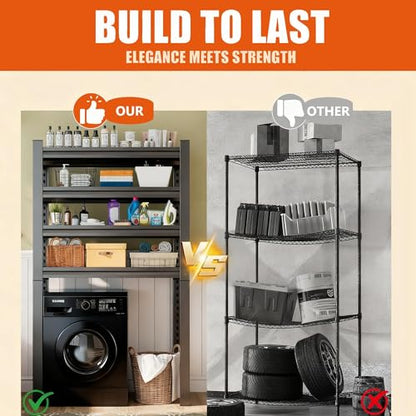 Over The Washer and Dryer Storage Shelf, Height-Adjustable 4-Tier Metal Heavy Duty Over The Washer, Organizer Rack for Washer Dryer, Laundry Room Organizer Rack, Multi-Functional Storage Shelf - size: 54.3"Hx 15.7"W x15.7"D