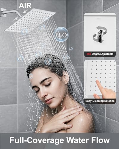 Aolemi Shower System with Rain Head and Handheld,8-Inch,Polish Chrome | High-Pressure Shower Faucet Set with Dual-Function Handheld,Rough-In Valve,1.8 GPM,Wall-Mount Trim Kit - color: Polish Chrome, size: 8 Inch