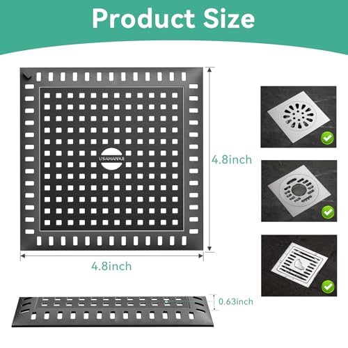 Drain Hair Catcher for Bathroom Sink,4.8" Stainless Steel and Silicone Shower Drain Covers Suitable for Drains and Bathroom Floors 2 Pack (2, Matte Black) - color: Matte Black