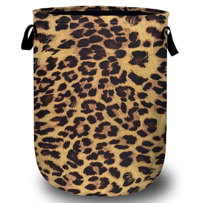 Brown Leopard Laundry Basket, Laundry Hamper Collapsible Oxford Cloth with Handle Clothes Storage Bin for Bathroom Laundry Room Bedroom 15.7 X 20 Inch - color: Brown Leopard