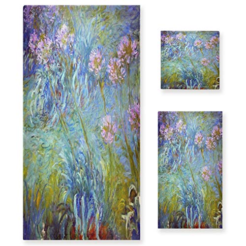 ALAZA Monet Painting03 Bath Towel Set Luxury Decorative Set of 3, 1 Bath Towel 1 Hand Towel 1 Washcloth Soft Multipurpose for for Bathroom Hotel Gym Yoga Spa - color: Multi20