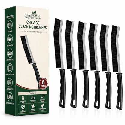 Crevice Cleaning Brush Set – 6Pcs Hard Bristle Cleaning Tools for Grout, Tile Floors, Gaps & Narrow Spaces – Small Grout Scrub Brush for Cleaning Bathroom, Shower, Window Tracks, Kitchen | Grout Scrub Brush for Tile Floors, Bathroom, Shower, Window Tracks