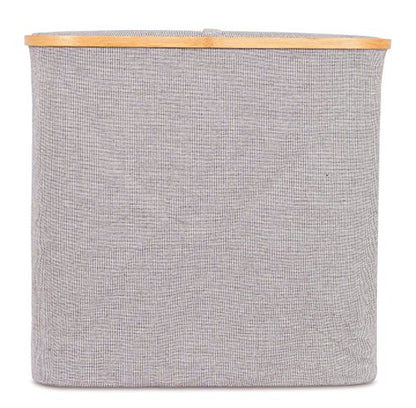 BirdRock Home Bamboo & Canvas Hamper | Single Laundry Basket with Lid | Foldable Hamper | Cut Out Handles