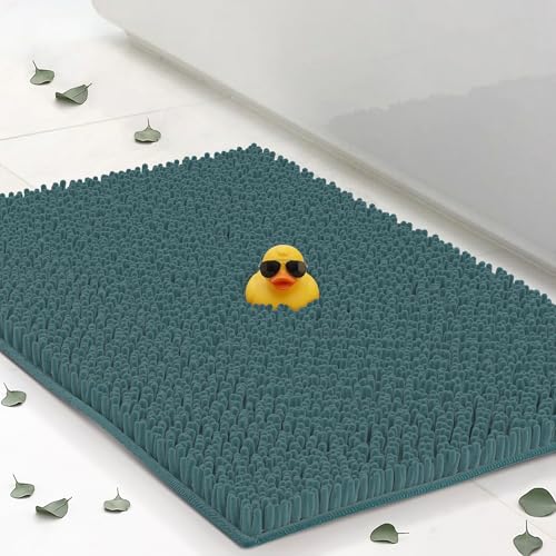 Chenille Bath Mats 47"x21", Plush Absorbent Quick Dry, Soft & Machine Washable, Non Slip Carpet for Bathroom, Thick Bathroom Rugs, Shower Restroom Rug Mat, Alfombras De Bano, Bathrugs - color: Teal, size: 47" x 21" (Rectangular)