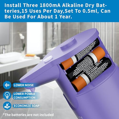 Automatic Soap Dispenser Touchless, Hands-Free, Multi Adjustable Volume, Long Battery Life, Compatible with Thick & Thin Dish/Hand Soap for Bathroom and Kitchen, Easy for Toddlers, Purple - color: Matte Purple