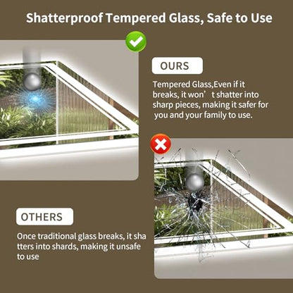 30"x40" LED Bathroom Mirror with Lights, Backlit + Front Lit, Anti-Fog, Lighted Bathroom Mirror for Wall, HD Shatterproof Tempered Glass, Dimmable, Memory Function (Horizontal/Vertical) - size: 40"L x 30"W