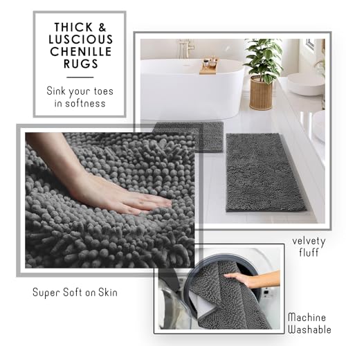 Clara Clark Grey Bathroom Set - Bathroom Sets with Shower Curtain and Rugs, 21PC Bathroom Accessory Set, Shower Curtain Set with Soap Dispenser & Toothbrush Holder - color: Grey, size: Complete Set + Bath Rugs
