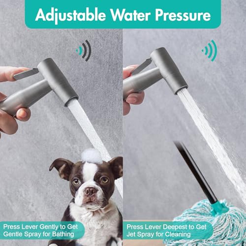 BARROCK Handheld Bidet Sprayer for Toilet, Stainless Steel Metal Made Baby Cloth Diaper Spraying Kit, Bathroom Toilet Bidet Attachment Set for Bathing Pets and Feminine Hygiene, Brushed Nickel - color: Brushed Nickel