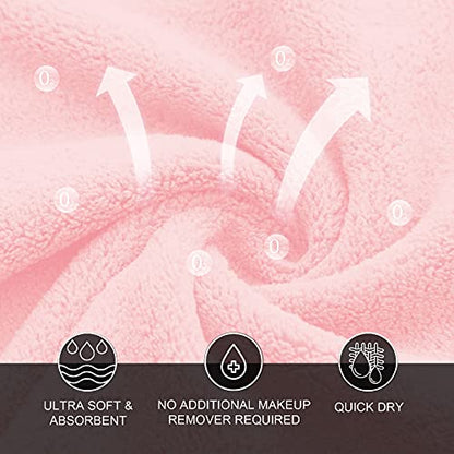 MOONQUEEN Microfiber Facial Cloths Fast Drying Washcloth 12 Pack - Premium Soft Makeup Remover Cloths - Pink - color: Pink, size: 12x12 Inch (Pack of 12)