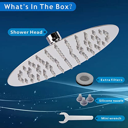Voolan High Pressure Rain Shower Head - Rainfall Shower head Made of All Metal Stainless Steel - Comfortable Shower Experience Even at Low Water Flow (8 Inch, Chrome) - color: Chrome, size: 8 Inch