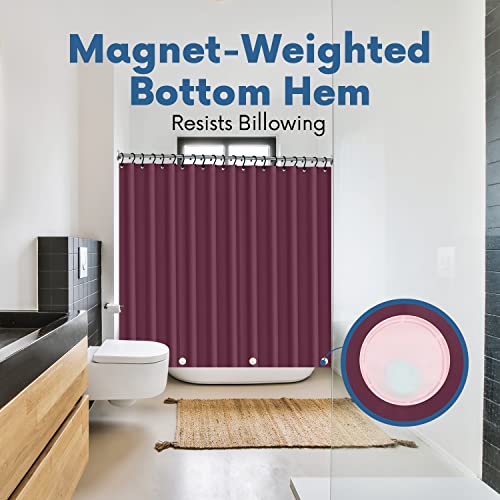 No Smell Shower Curtain Liner 72x72 Dark Purple - PEVA Plastic Shower Curtain for Bathroom, PVC-Free Waterproof Purple Shower Liner with Metal Grommets and Magnet-Weighted Bottom Hem - Washable Liner - color: Dark Purple