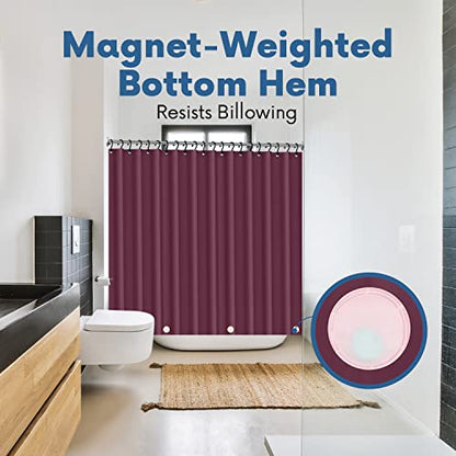 No Smell Shower Curtain Liner 72x72 Dark Purple - PEVA Plastic Shower Curtain for Bathroom, PVC-Free Waterproof Purple Shower Liner with Metal Grommets and Magnet-Weighted Bottom Hem - Washable Liner - color: Dark Purple
