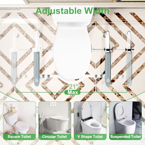 Foldable Toilet Safety Rails for Seniors, Toilet Safety Frame Height Adjustable, Heavy Duty Bathroom Rail with Armrests, Bathroom Safety for Elderly and Disabled(400LBS) - color: White 2