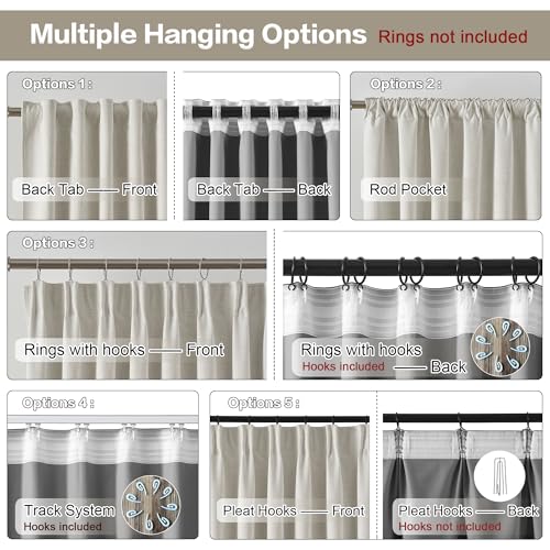 RAIN CITY Natural Birch Blackout Curtains 63 Inch Long 2 Panels 50" x 63" | Boho Farmhouse Linen Drapes for Bedroom Textured Hook Included - color: Birch, size: 50"W x 63"L (Pack of 2)