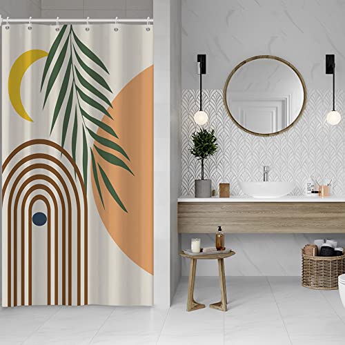 AWERT Small Half Size Stall Shower Curtain with 6 Hooks Shower Stall Curtain 36 x 72 Boho 36 inch Shower Curtain for Bathroom/RV and Camper (Boho) - color: Beige, size: 36"W x 72"L (Pack of 1)