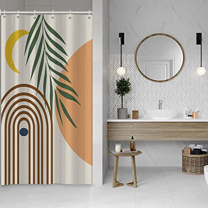 AWERT Small Half Size Stall Shower Curtain with 6 Hooks Shower Stall Curtain 36 x 72 Boho 36 inch Shower Curtain for Bathroom/RV and Camper (Boho) - color: Beige, size: 36"W x 72"L (Pack of 1)