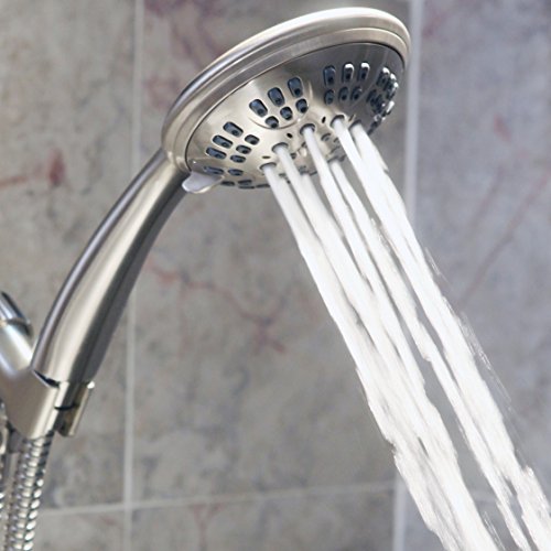 Aqua Elegante Luxury Handheld Shower Head - 1.8 GPM - Brushed Nickel | 6 Function High Pressure Hand Held Showerhead for Low Water Flow with Self-Clean Nozzles, Easy Install Replacement Sprayer - color: Brushed Nickel, size: 1.8 GPM