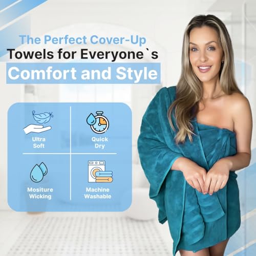 Infinitee Xclusives 100% Ring-Spun Cotton Bath Towels for Bathroom - Pack 2 | Luxury Super Soft, Absorbent & Quick-Drying |27x54 inches| Large Bathroom Towels Set |600 GSM| Gym, Shower, Spa & Hotel Use - color: Serene Teal