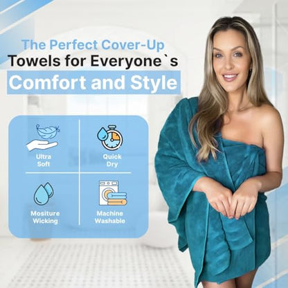Infinitee Xclusives 100% Ring-Spun Cotton Bath Towels for Bathroom - Pack 2 | Luxury Super Soft, Absorbent & Quick-Drying |27x54 inches| Large Bathroom Towels Set |600 GSM| Gym, Shower, Spa & Hotel Use - color: Serene Teal