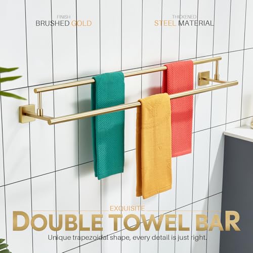 KOKOSIRI Bath Towel Bars 36-Inch Double Towel Rails Overlength Bathroom Racks for Cabinet Kitchen Brushed Gold Stainless Steel B5009BG-L36 - color: Brushed Gold, size: 36-Inch