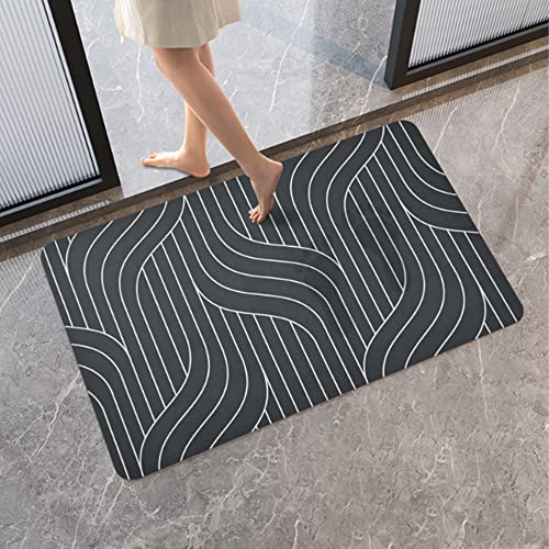 Diatomite Stone Bath Mat Quick Dry Bathroom Mat Non-Slip Bathroom Diatomaceous Earth Bathroom Floor Mat Carpet 40x60 cm Grey - color: Grey