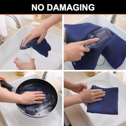 Homaxy Kitchen Towels and Dishcloths Set, Set of 10, Navy Blue | 100% Cotton Waffle Weave Kitchen Towels, Super Soft and Absorbent Dish Cloths, 12 x 12 and 13 x 28 Inches - color: Navy Blue, size: 10-Piece Set